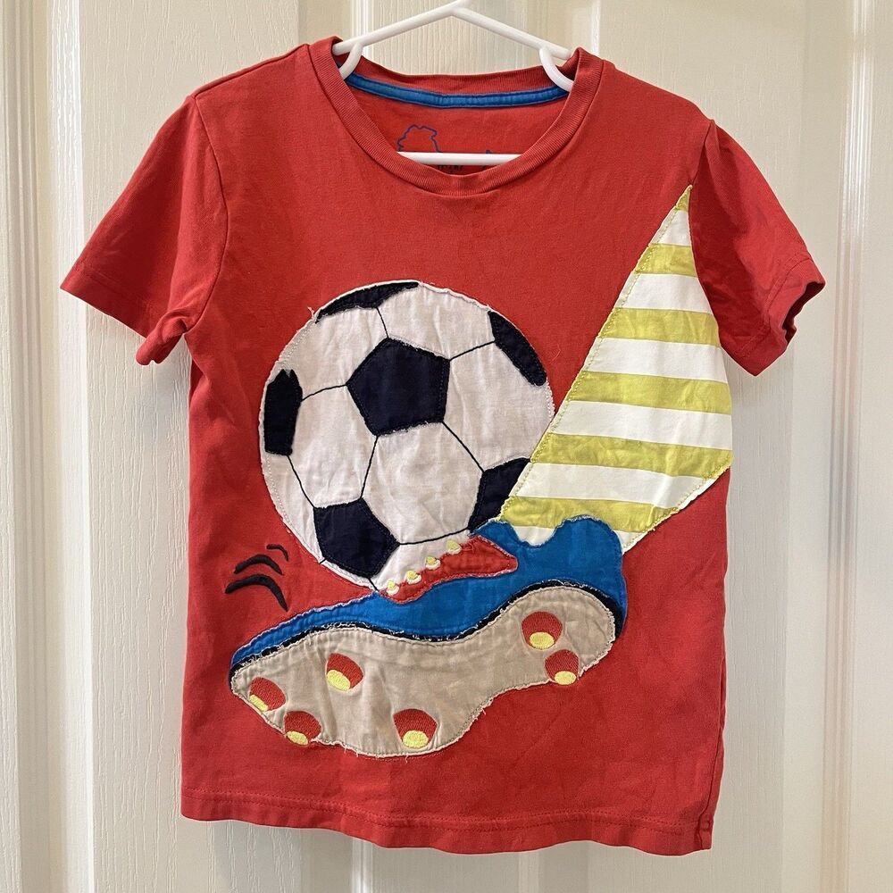 Mini Boden Soccer Ball Kick Applique Top T-Shirt Boys Size 5-6 years